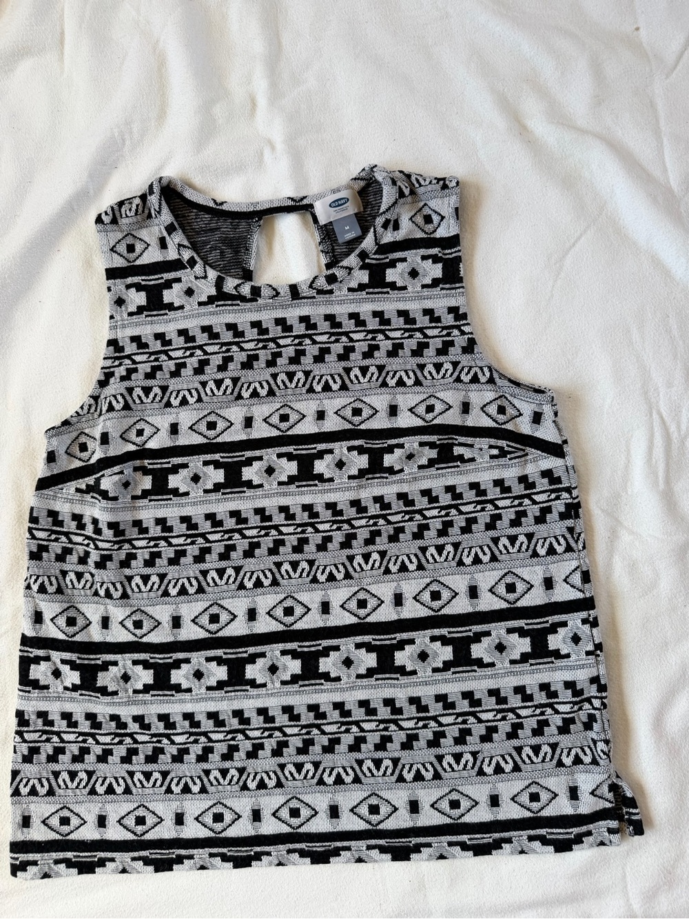 Old Navy Black and White Tribal Print Tank Top